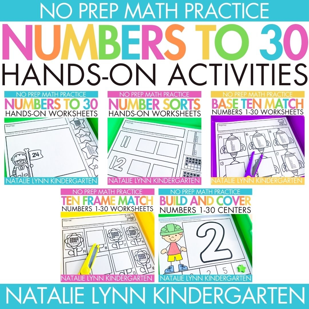Numbers To 30 Kindergarten Math Worksheets U0026 No Prep Centers Mats Bundle