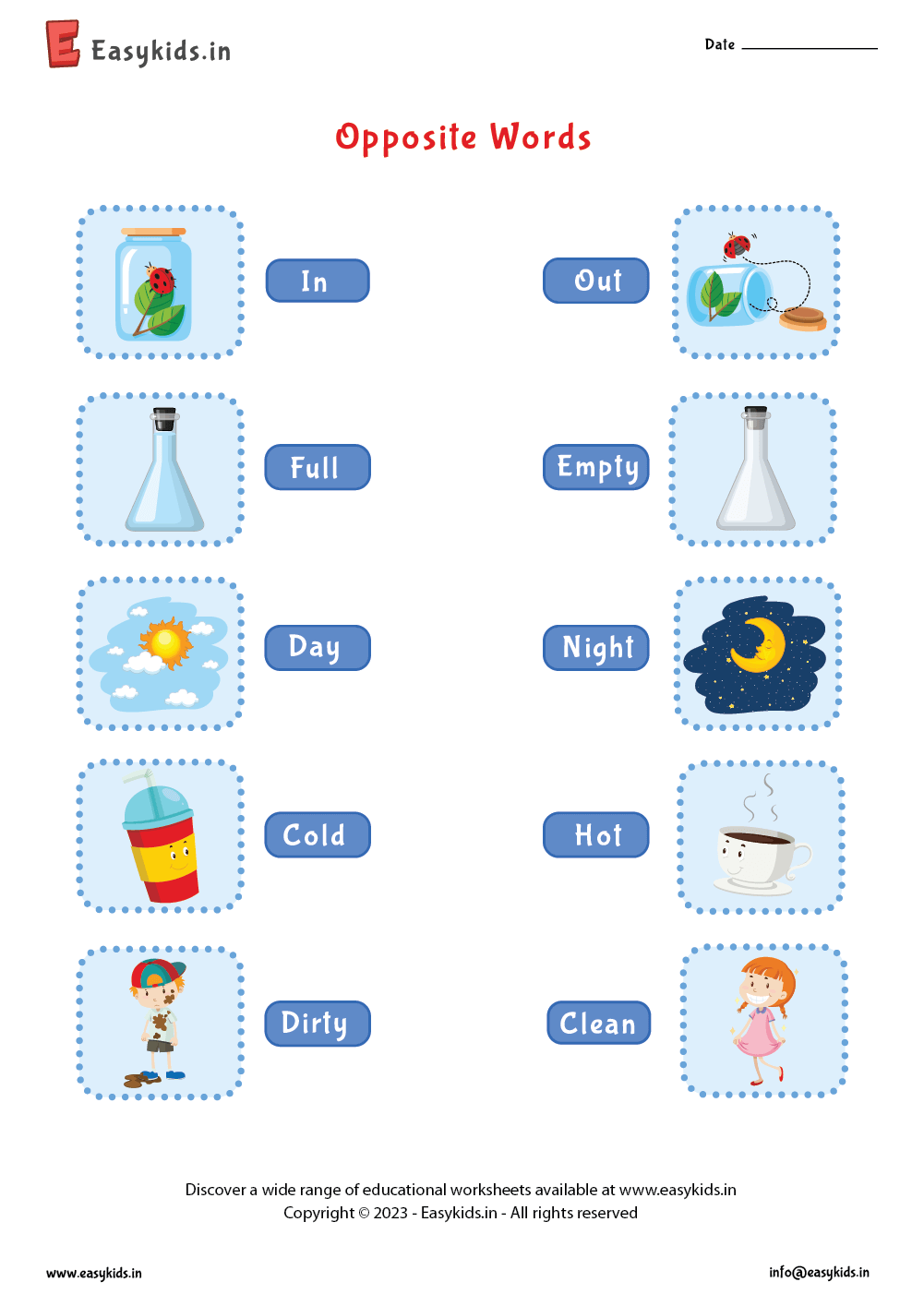 Opposite Words Worksheet For Ukg EasyKids in