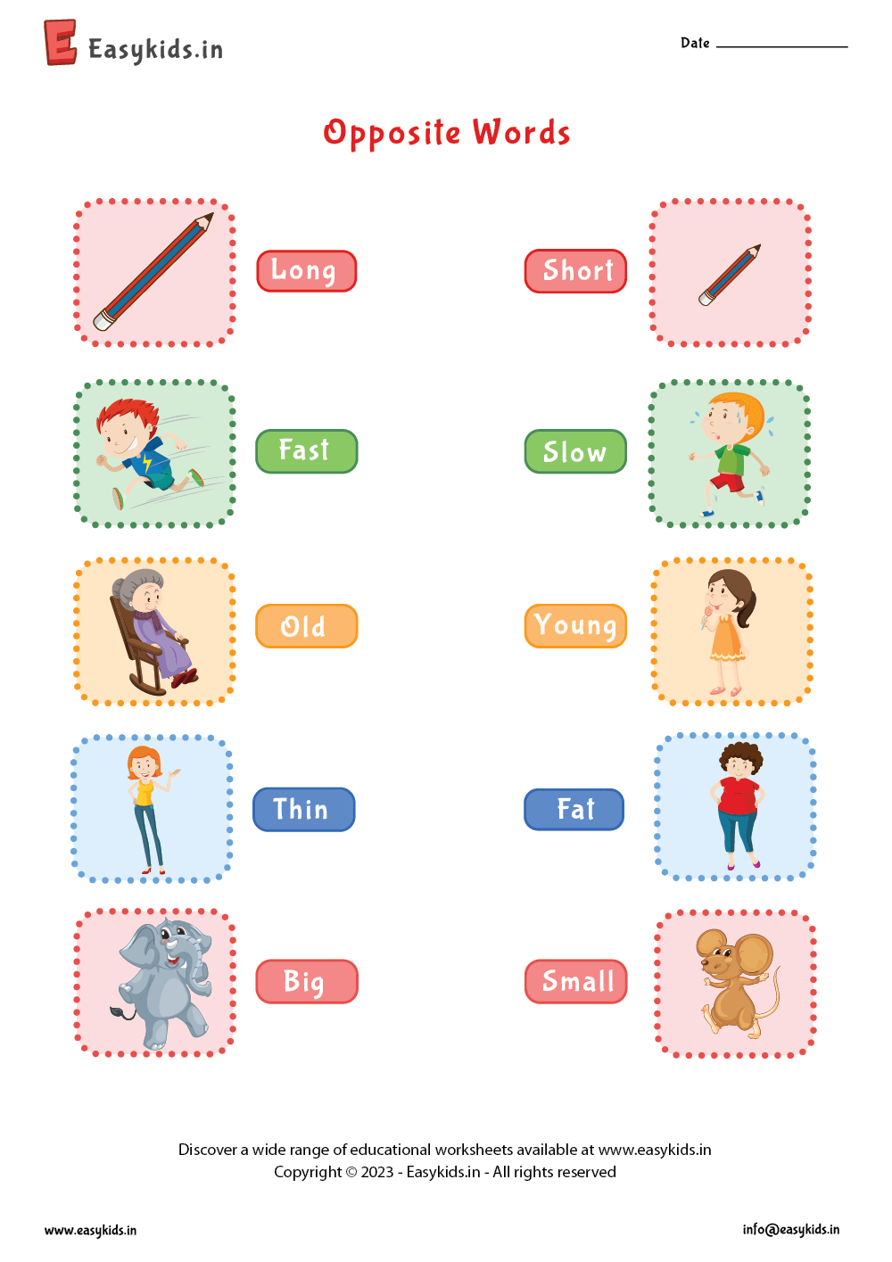 Opposite Words Worksheet Worksheet