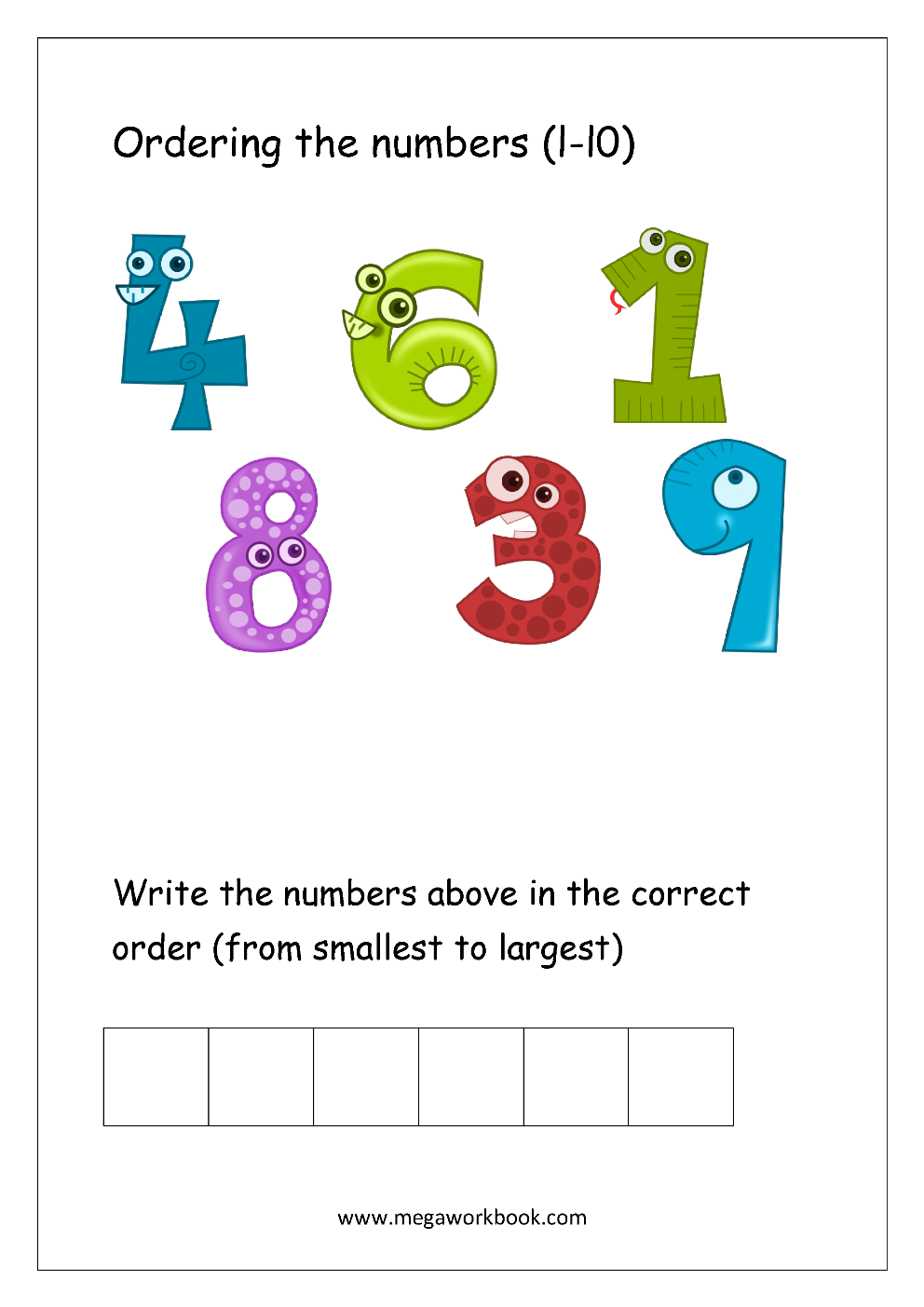 Number Order Worksheet Kindergarten Free