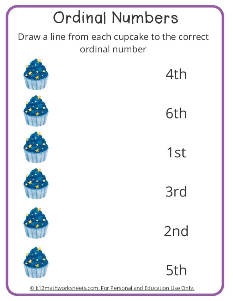 Ordinal Numbers Worksheets For Kindergarten