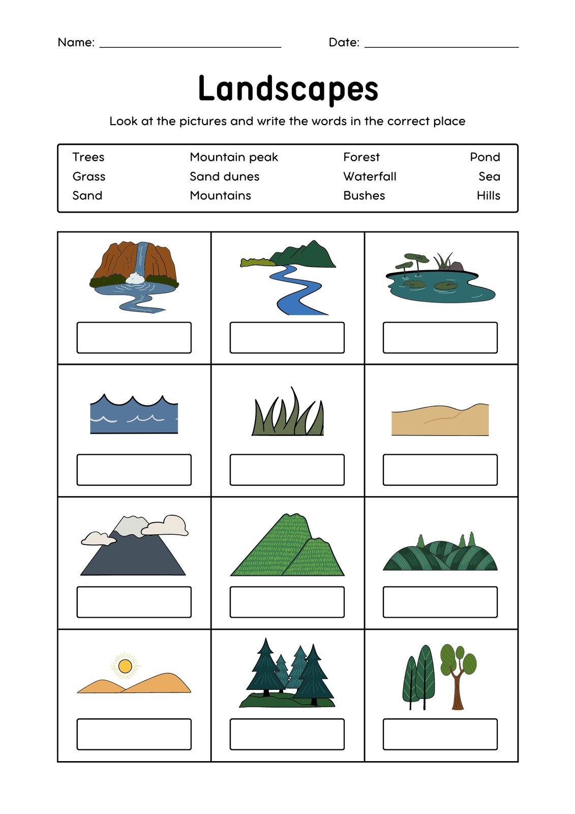 Free Kindergarten Worksheet Writing Pdf Landscape