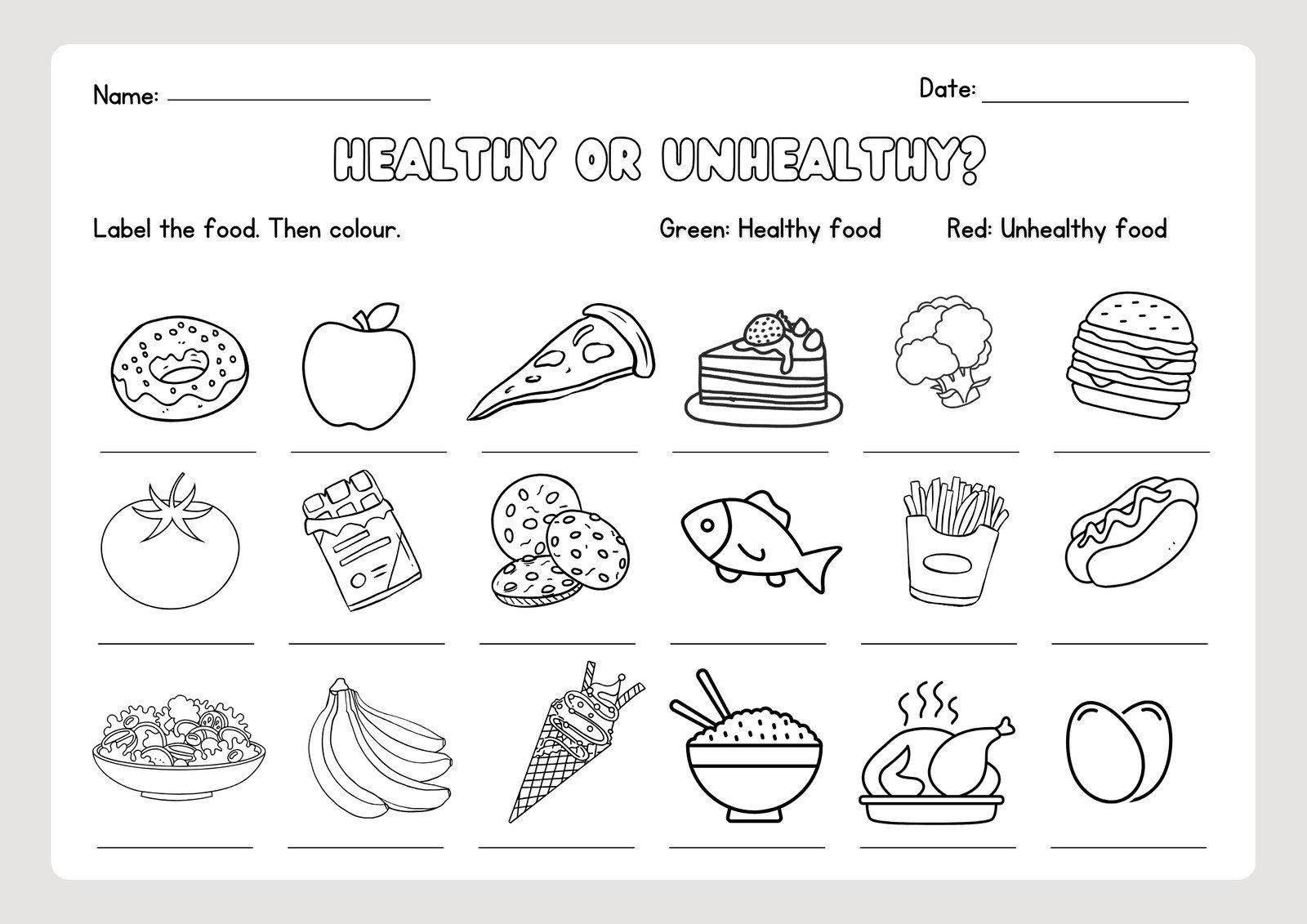Page 3 Free To Customize And Print Food Worksheet Templates Canva