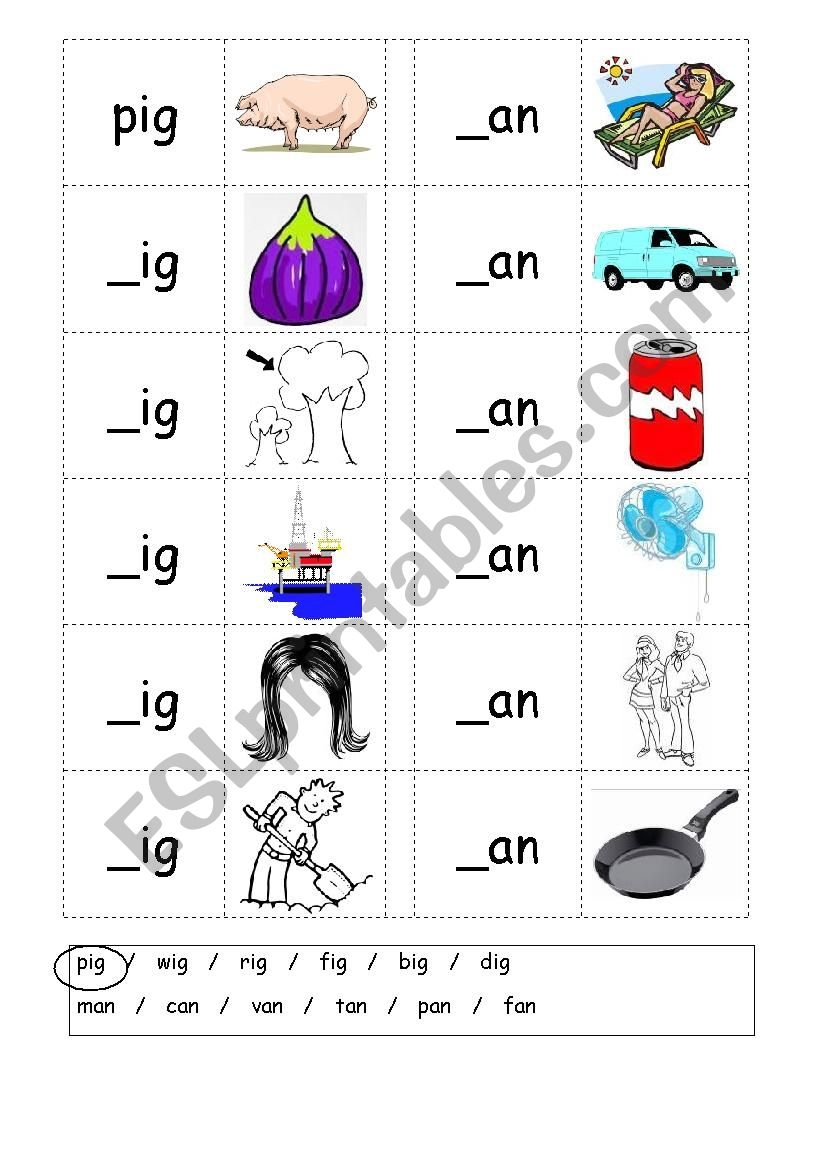 Phonics 3 Letter Words CVC Writing IG AN ESL Worksheet Worksheets Library Phonics 3 Letter Words CVC Writing IG AN ESL Worksheet Worksheets Library