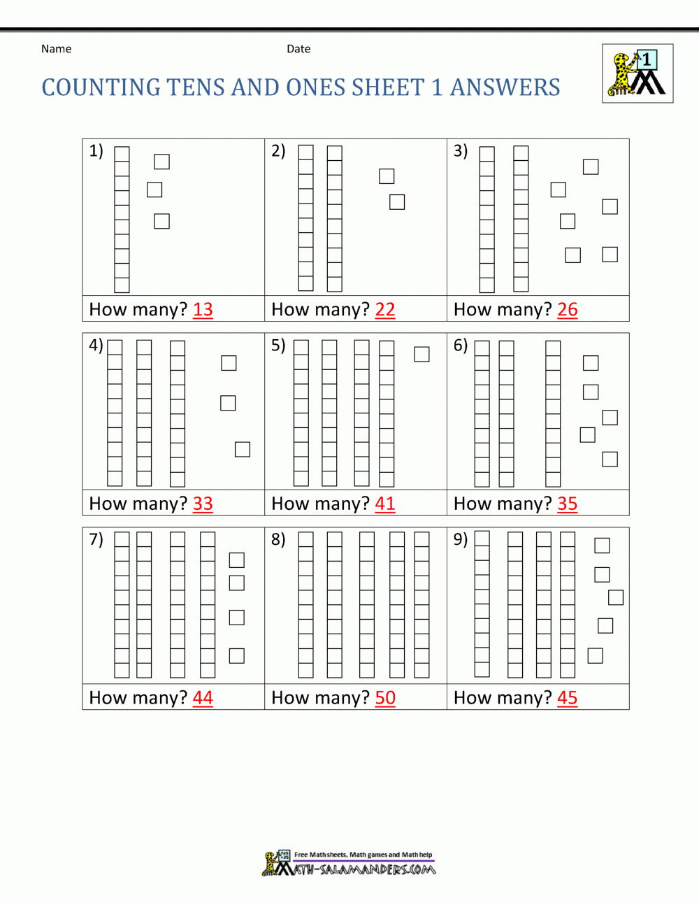 Free Kindergarten Tens And Ones Worksheets