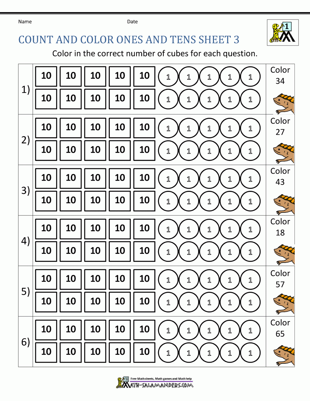 Place Value Ones And Tens Worksheets