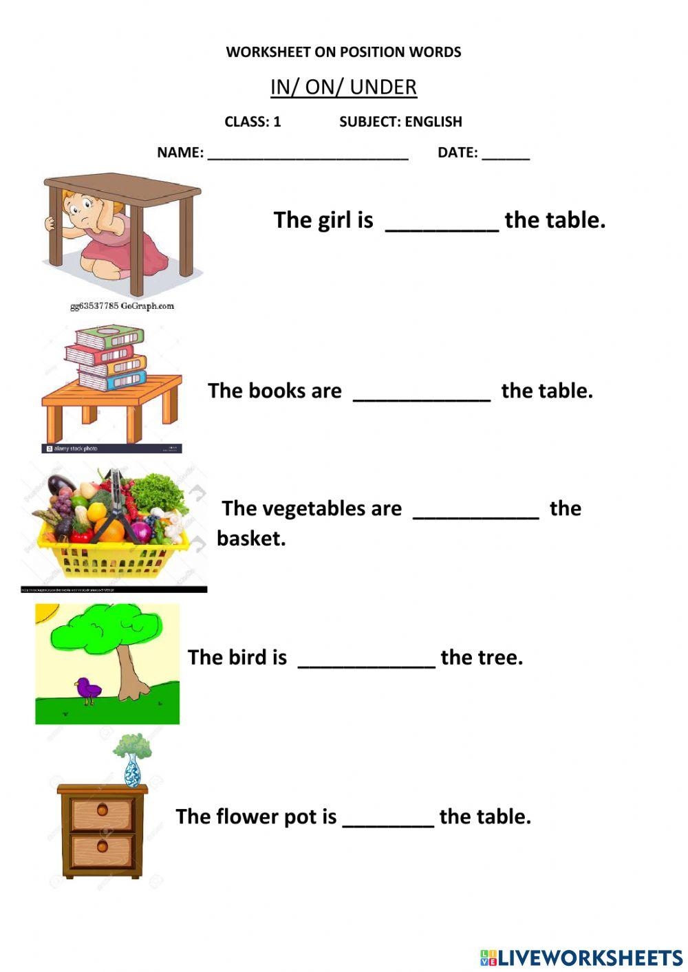 Position Words Worksheet For Grade 1 Live Worksheets Worksheets Library