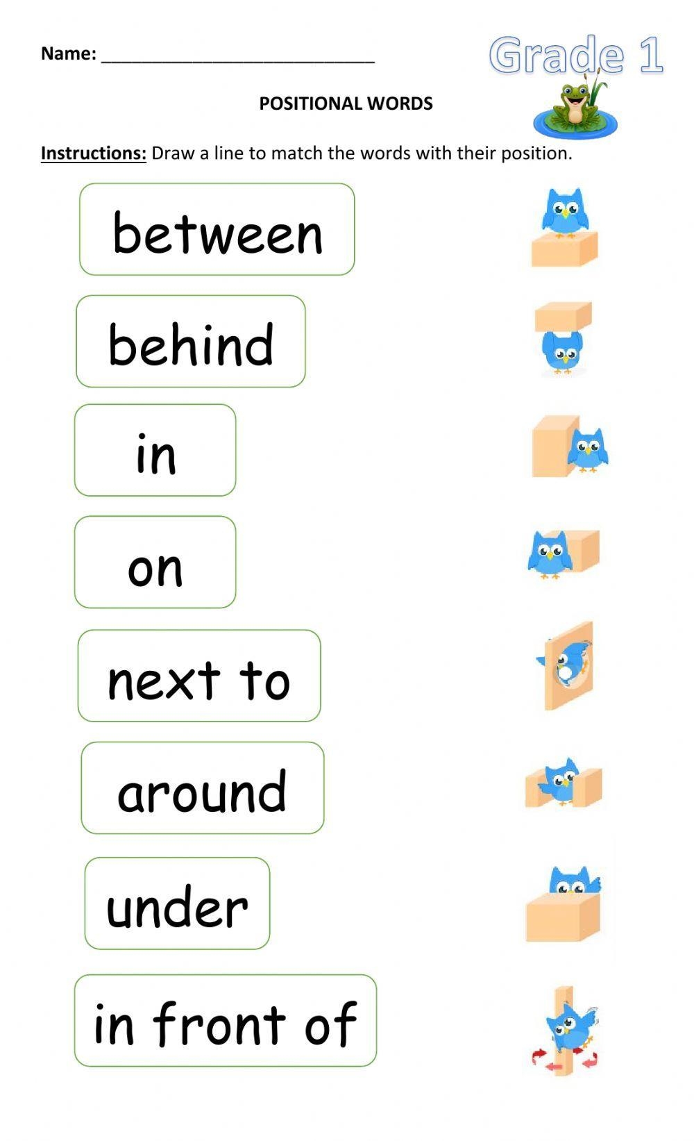Worksheets On Positional Words For Kindergarten