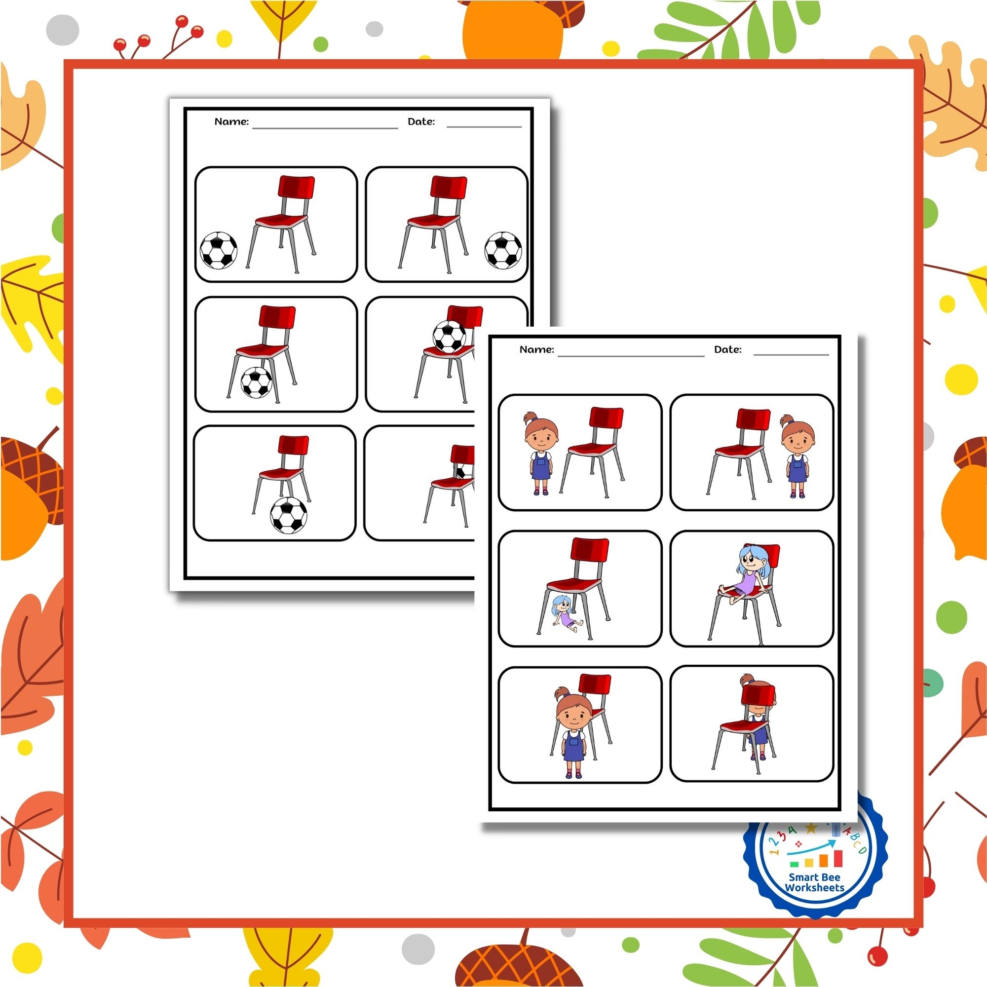 Free Kindergarten Math Worksheets Positional Words