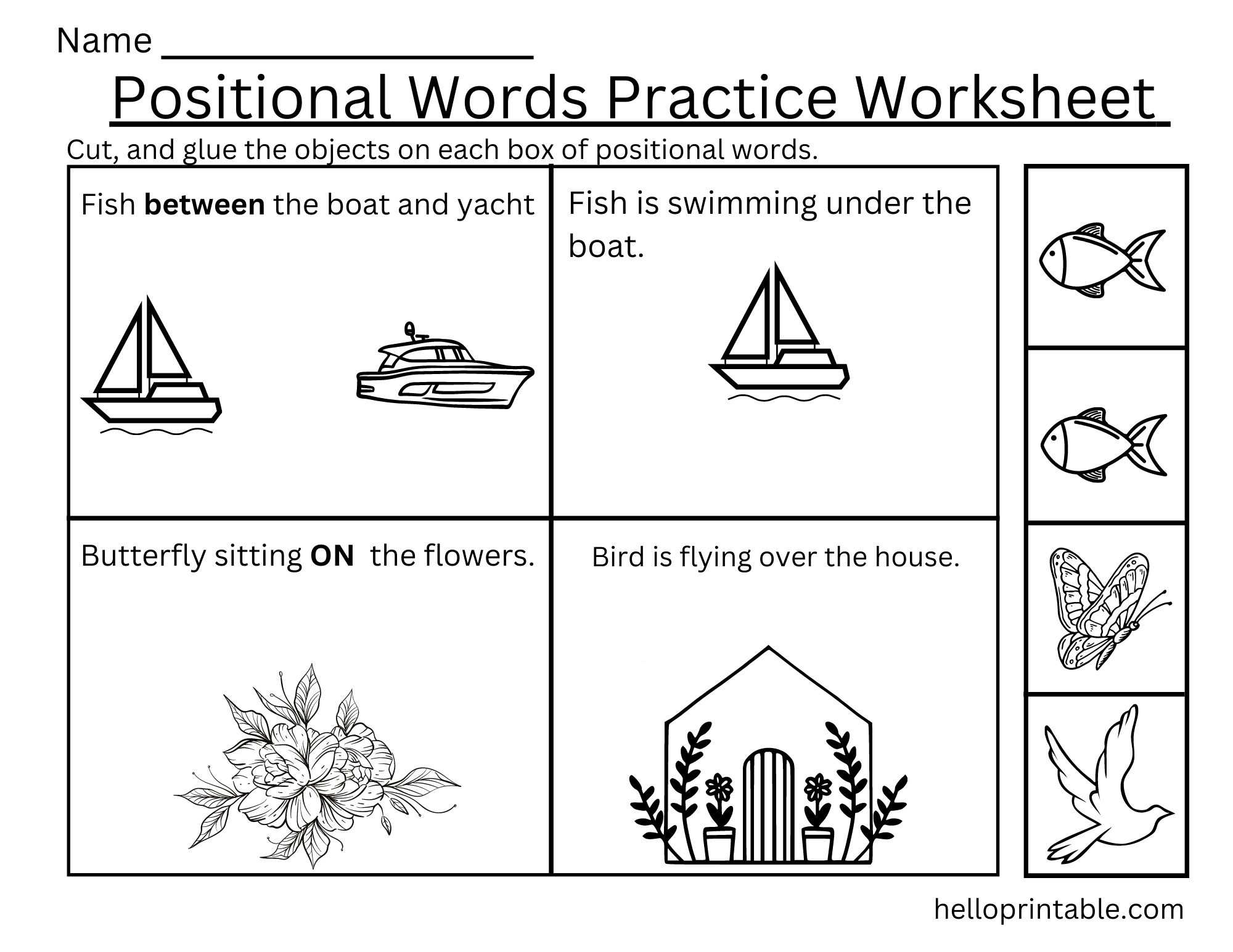 Position Words Worksheet Kindergarten