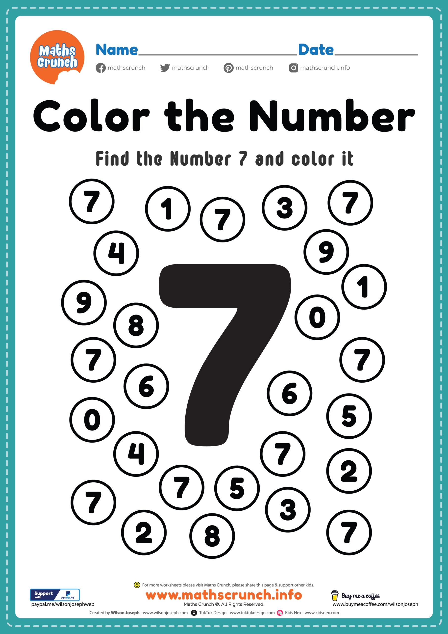 Pre K Math Worksheets Number 7 Coloring Free Printable PDF Pre K Math Worksheets Number 7 Coloring Free Printable PDF