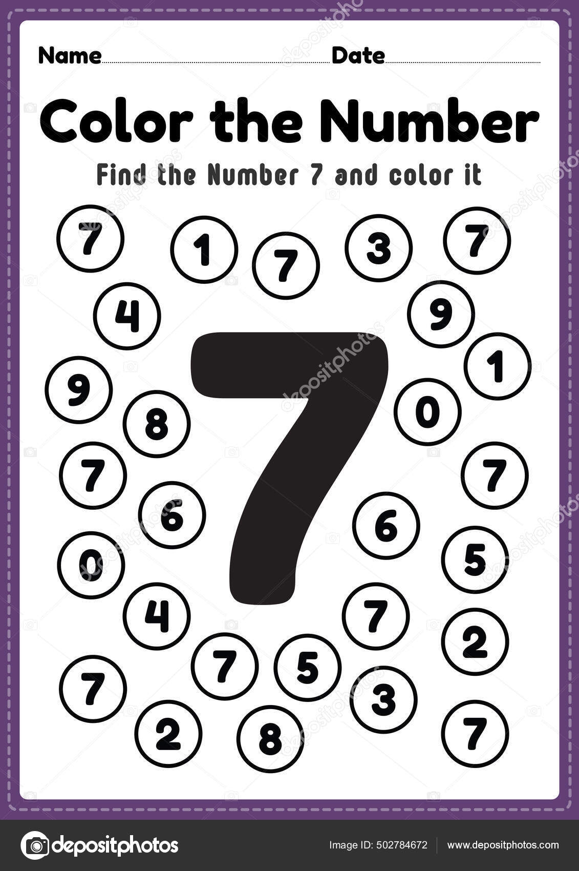 Pre Math Worksheets Number Coloring Maths Activities Preschool Kindergarten Kids Stock Vector By tuktukdesign 502784672