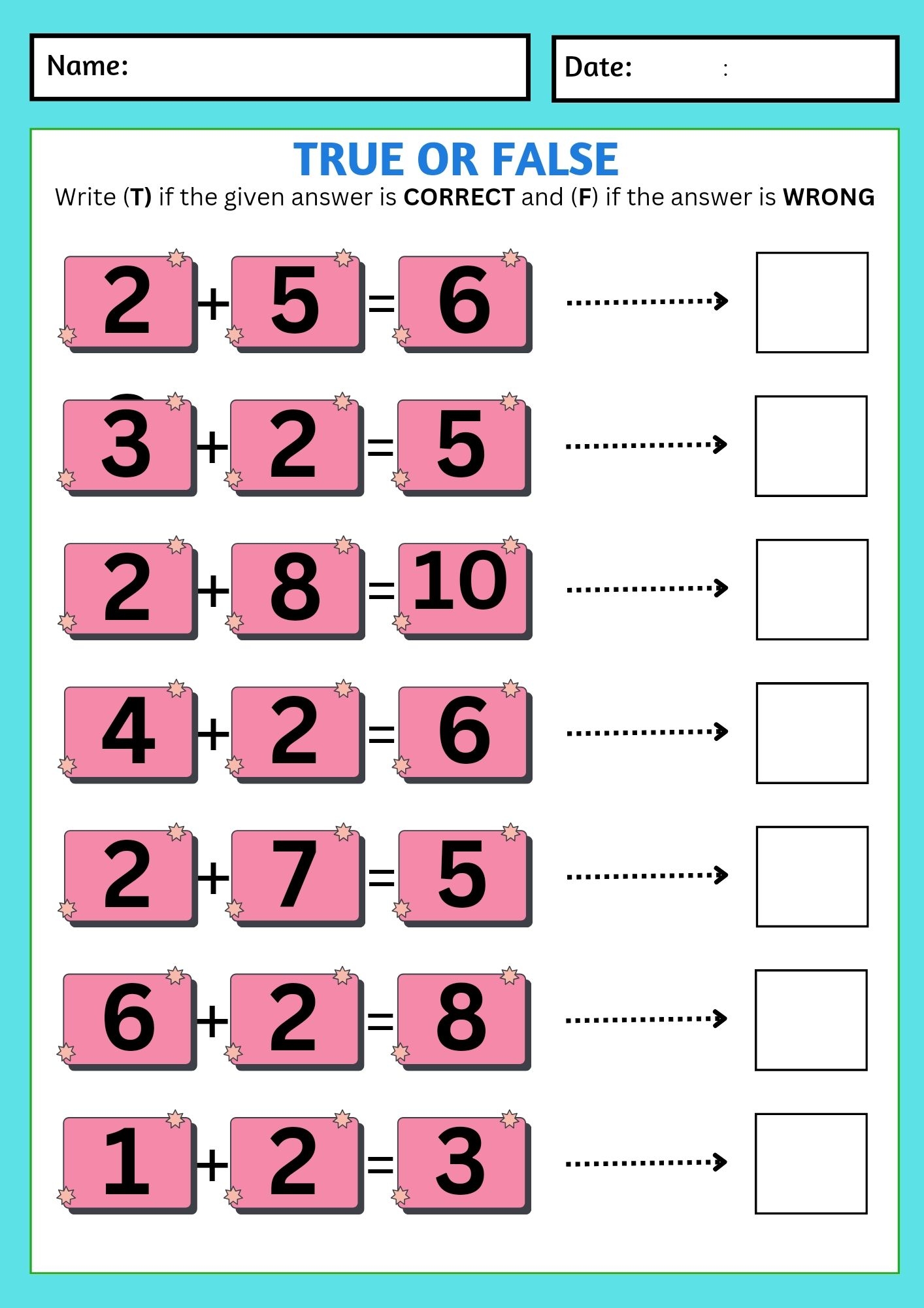 Multiple Choice Math Worksheets Kindergarten