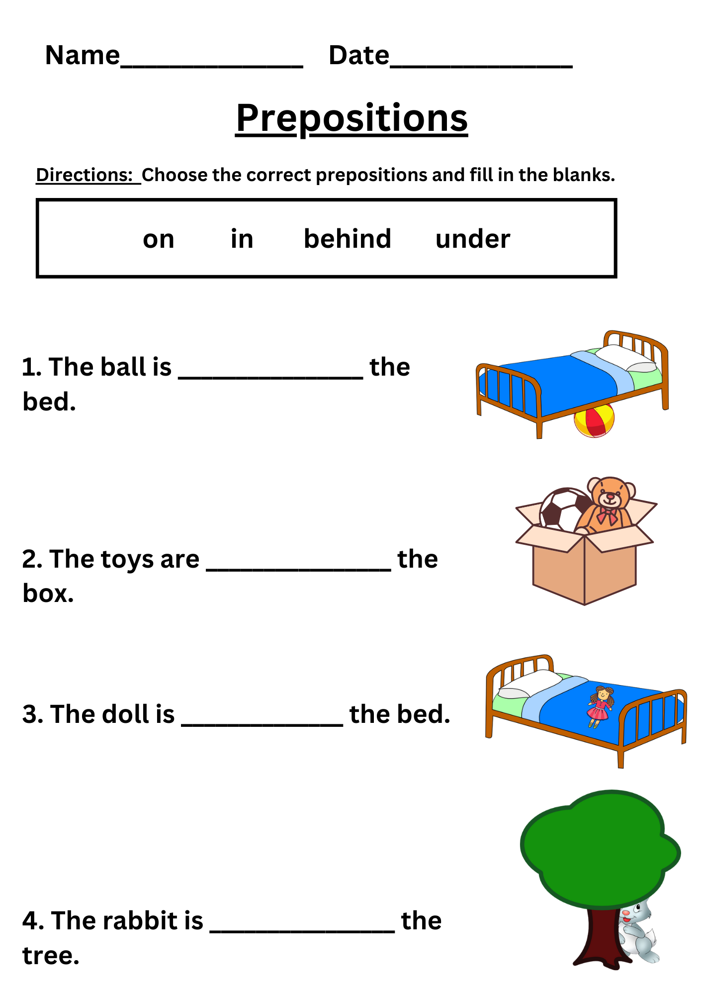 Preposition Worksheet For Kindergarten And Grade 1 Preposition Worksheet For Kindergarten And Grade 1