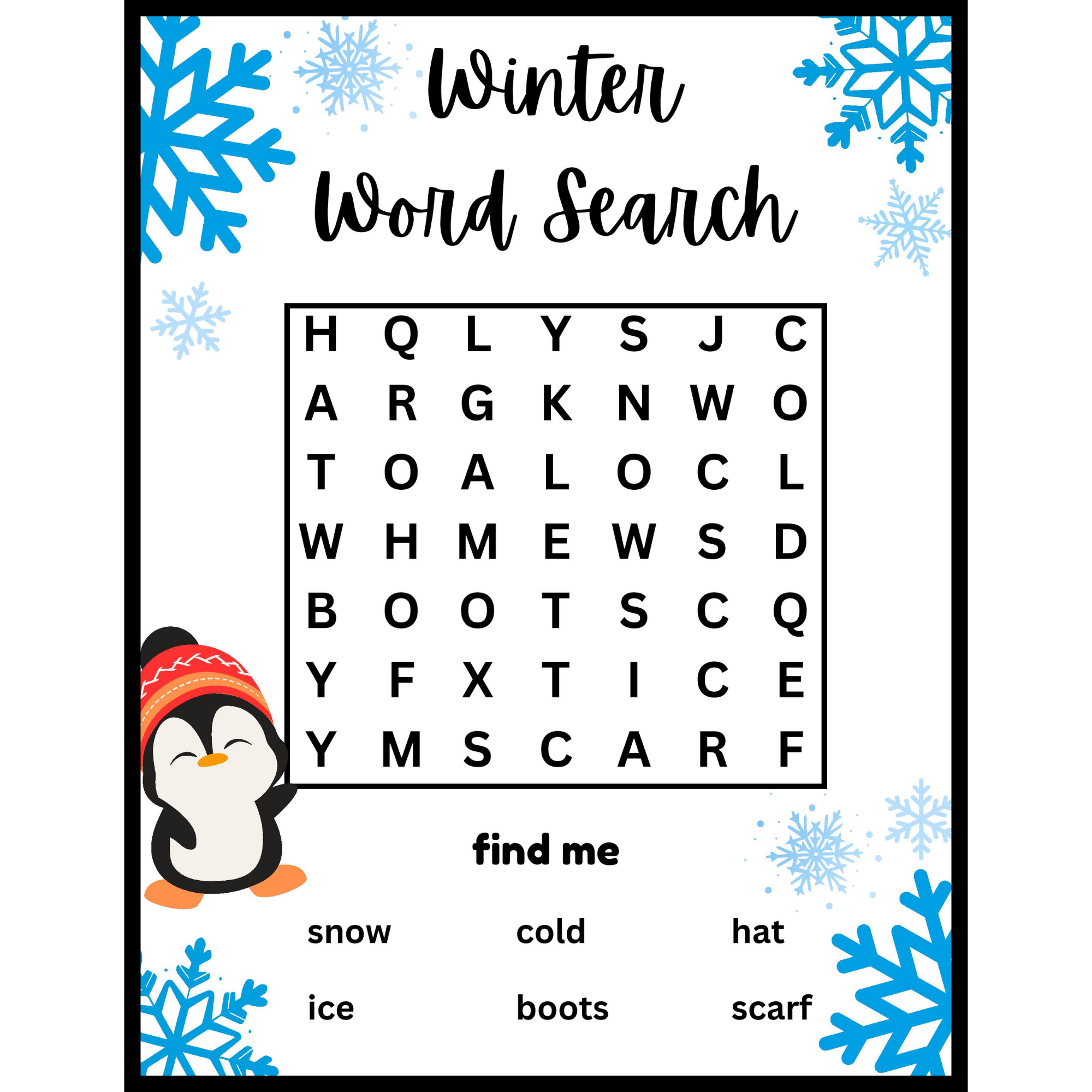 Preschool Kindergarten Winter Word Search Puzzle Worksheet Activity Made By Teachers