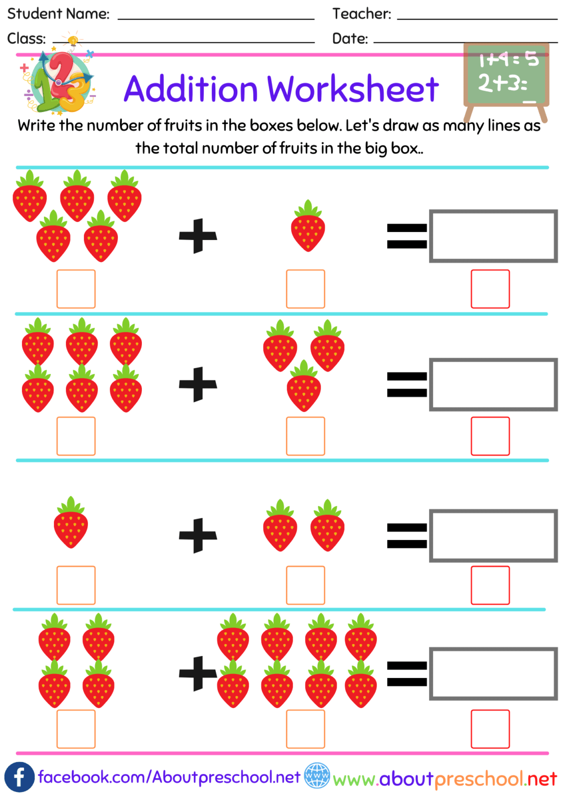 Worksheet Math Addition For Kindergarten