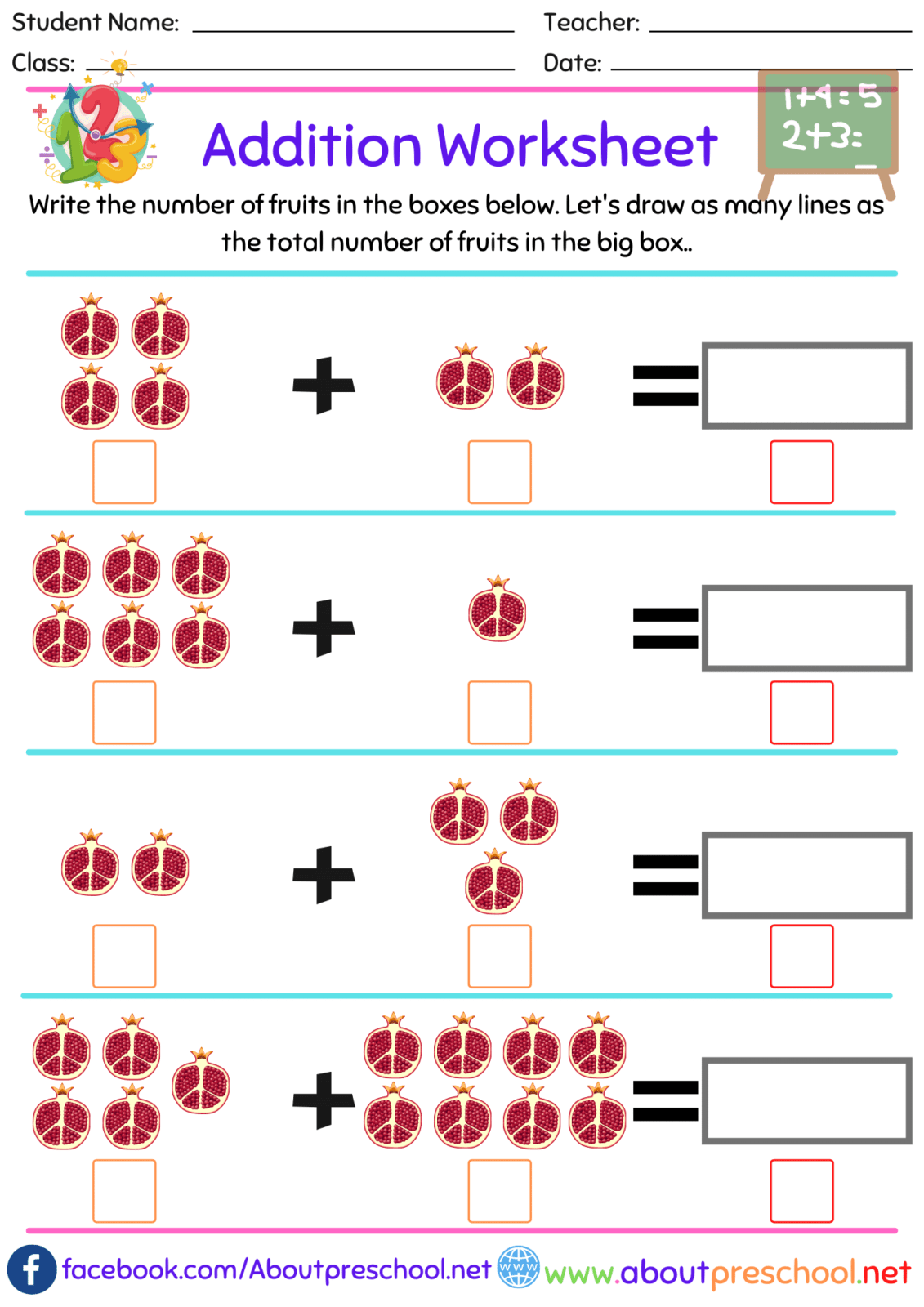 Worksheets For Kindergarten Math Addition