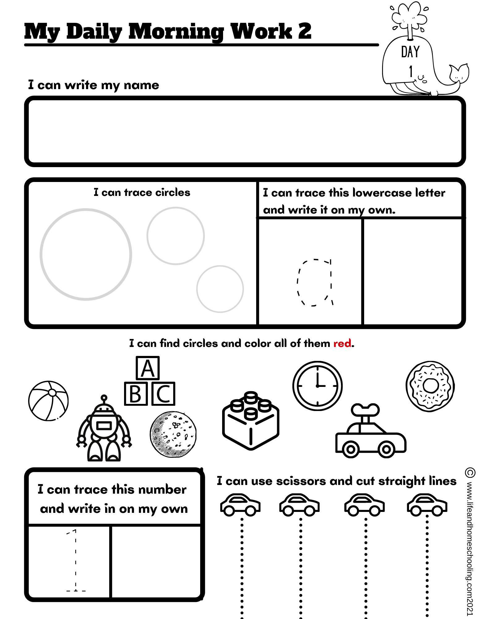 Free Kindergarten Morning Work Worksheets