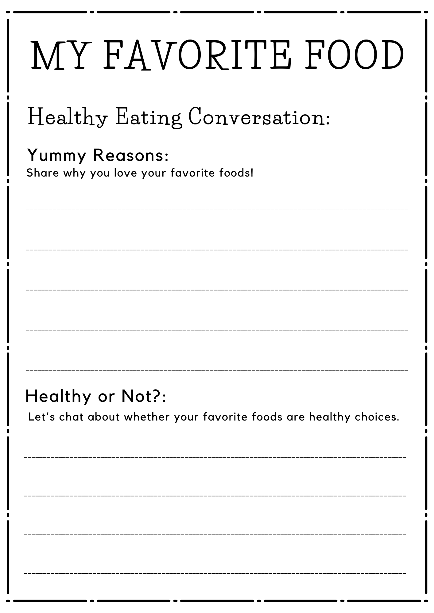 Food Worksheets For Kindergarten Printable