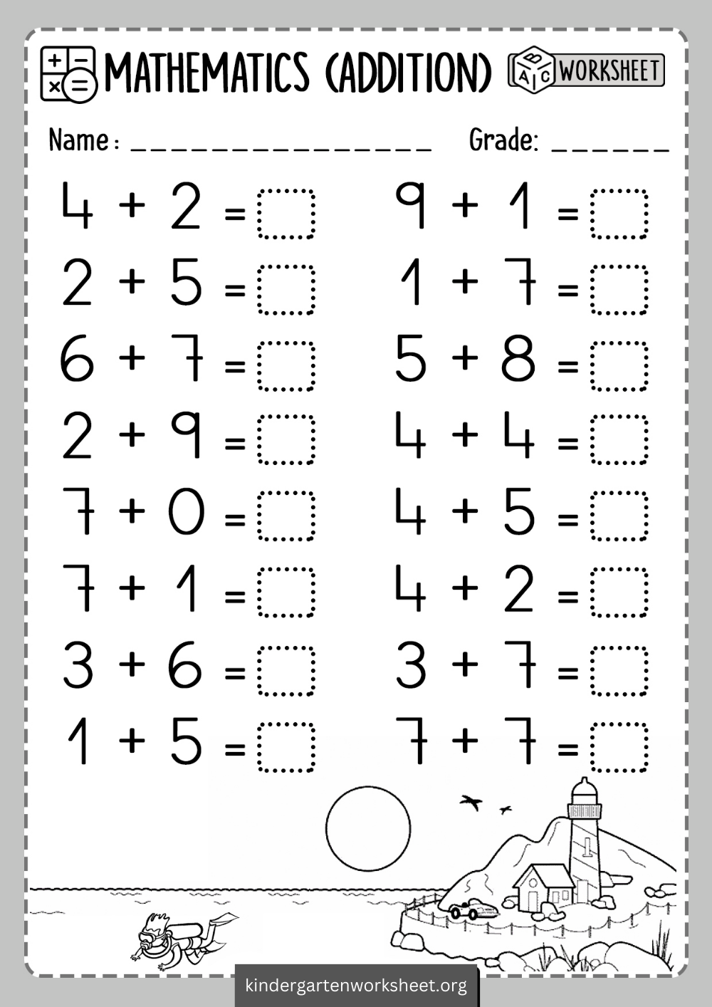 Kindergarten Math Worksheets Addition Printable