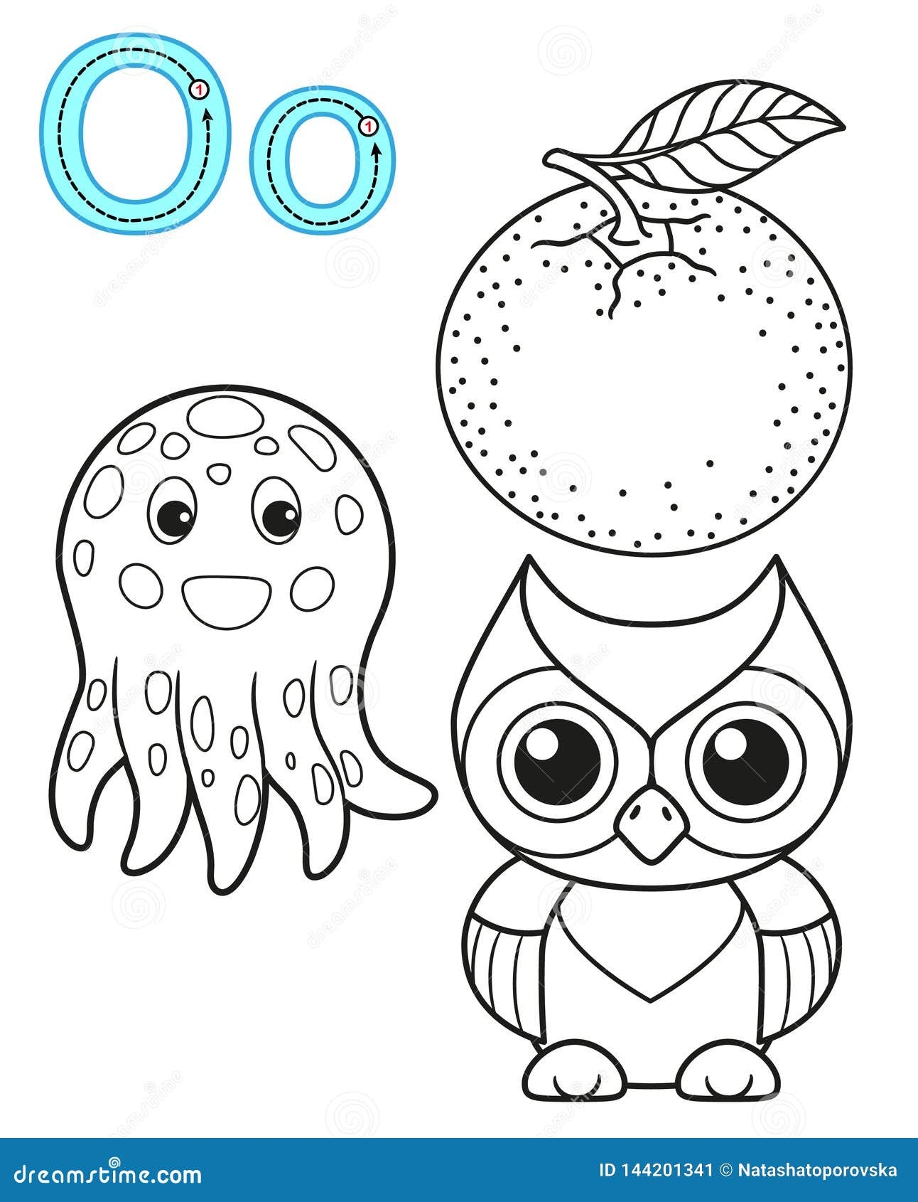 Printable Coloring Page For Kindergarten And Preschool Card For Study English Vector Coloring Book Alphabet Letter O Stock Vector Illustration Of Elementary Paint 144201341