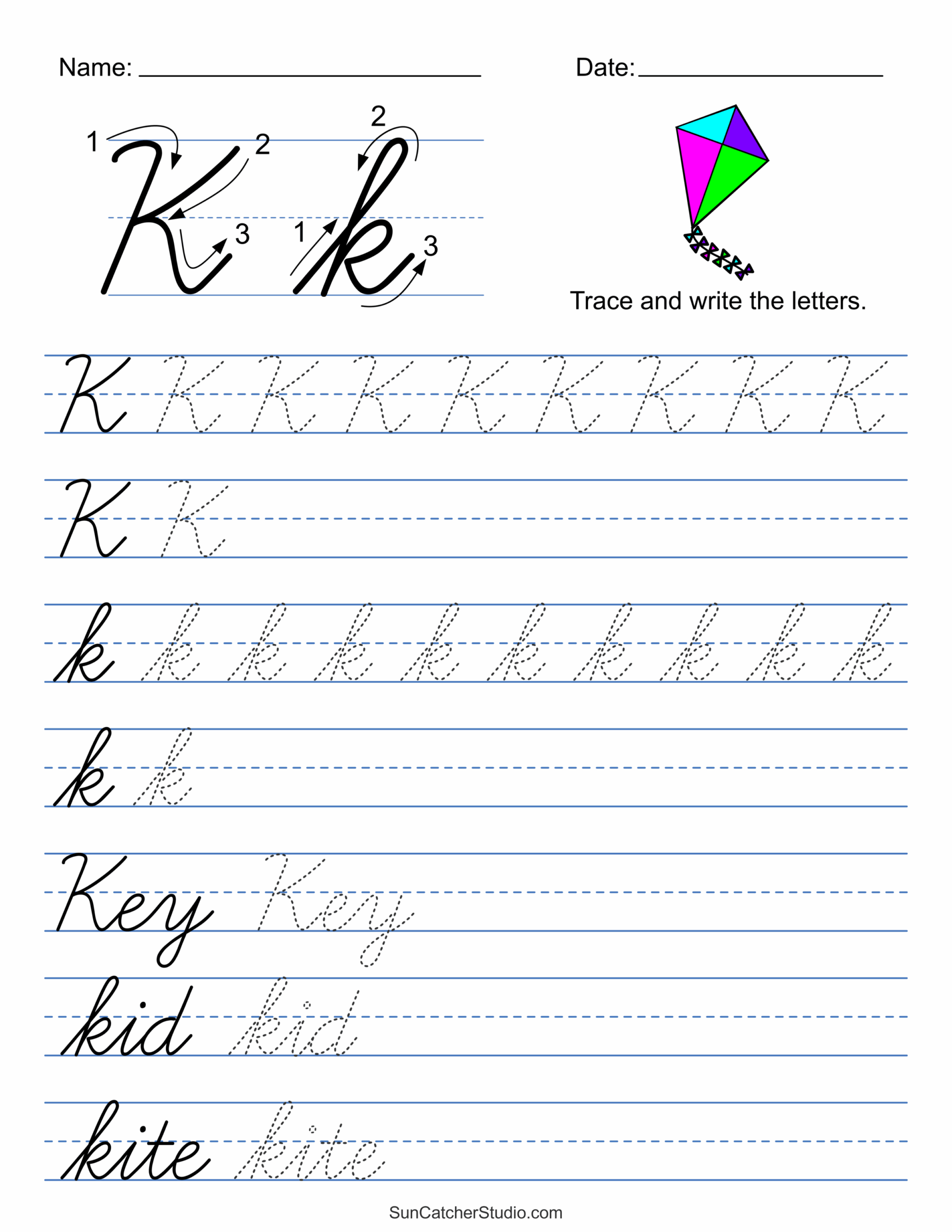 Printable Cursive Handwriting Worksheets Practice Letters Free 