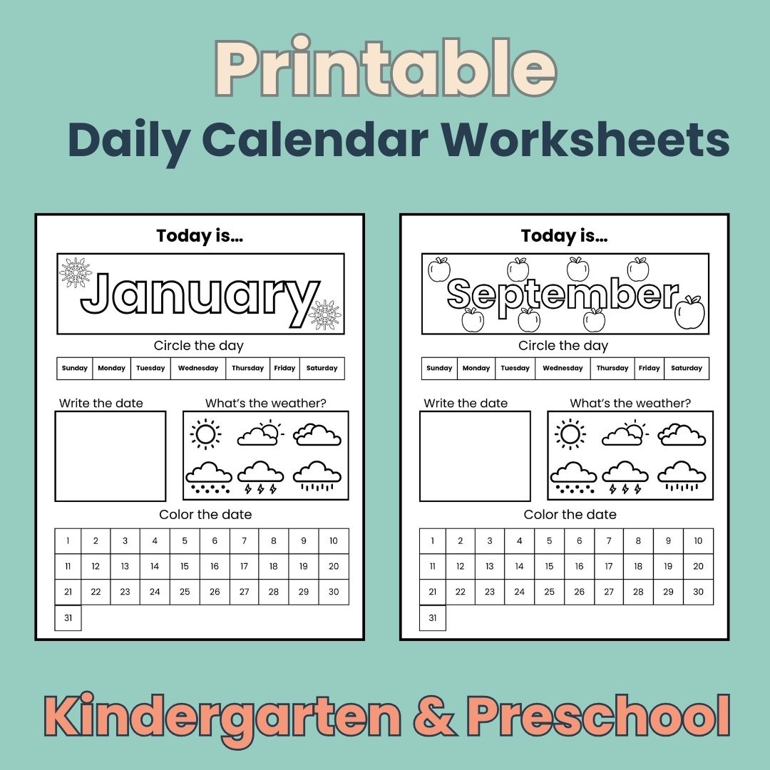 Free Kindergarten Calendar Worksheets