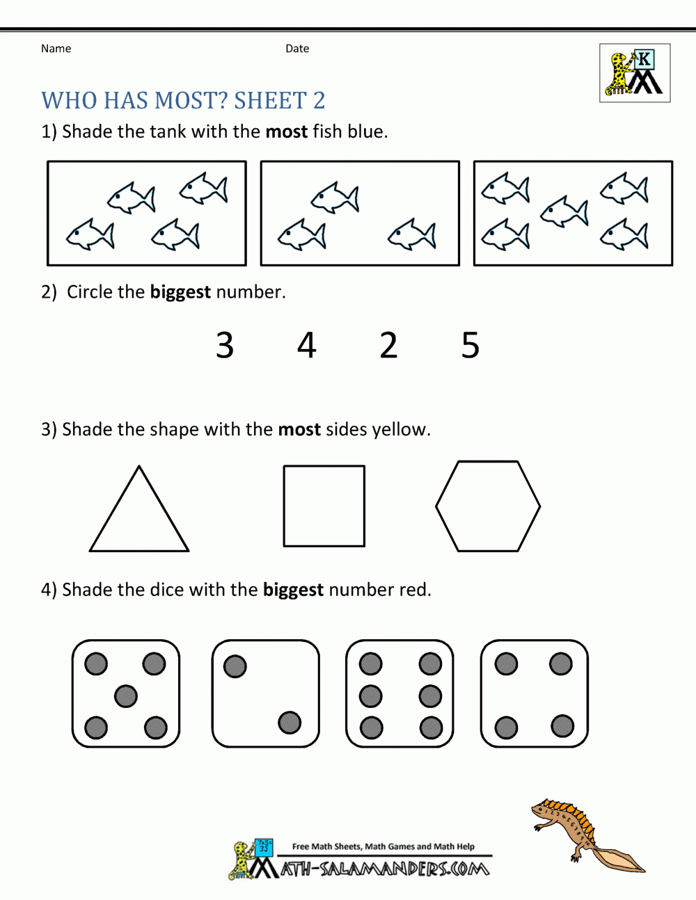 Printable Kindergarten Math Worksheets Comparing Numbers And Size Printable Kindergarten Math Worksheets Comparing Numbers And Size
