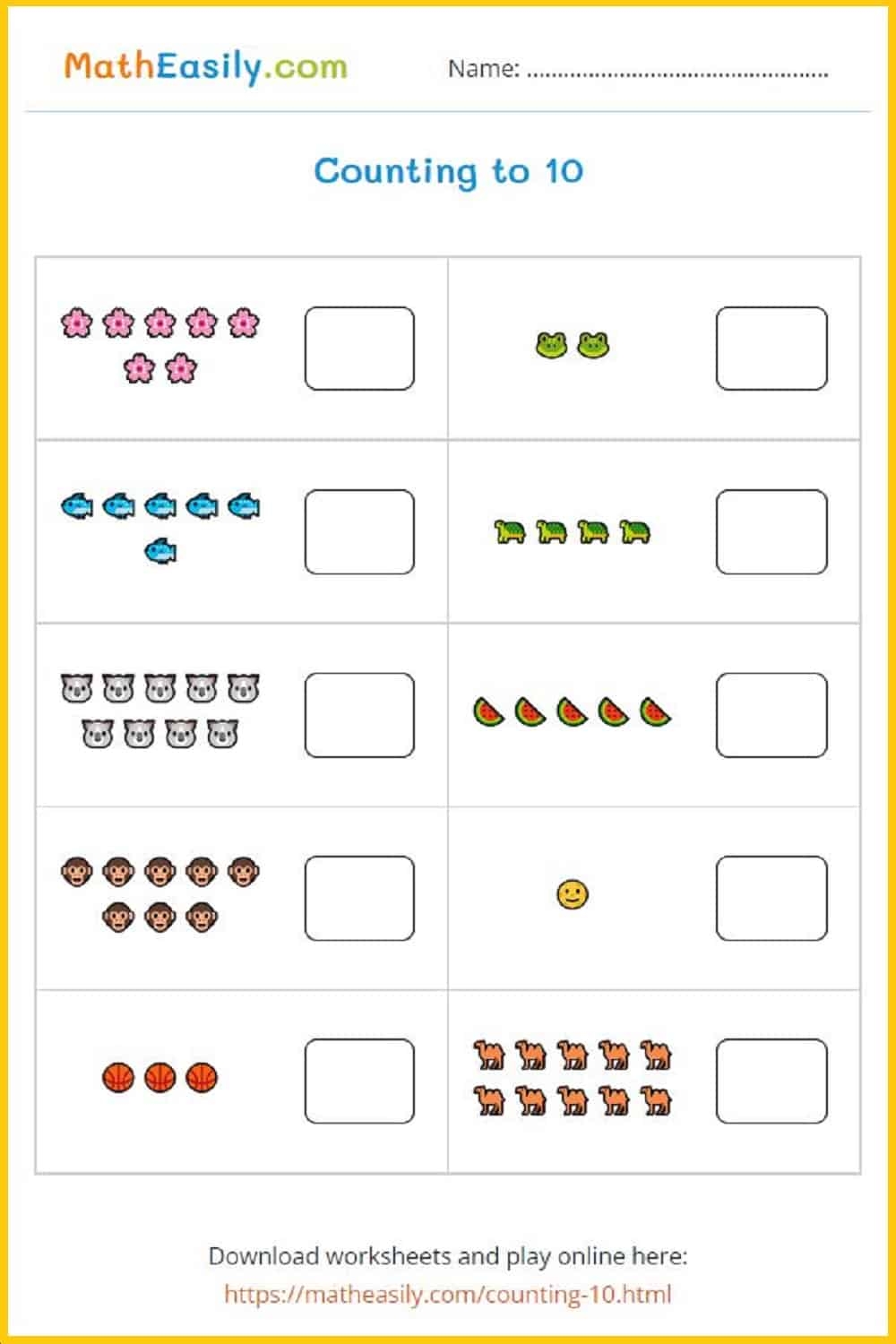 Math Worksheet Printable For Kindergarten