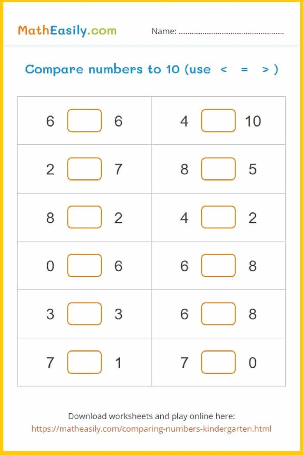 Printable Kindergarten Math Worksheets PDF Free Download
