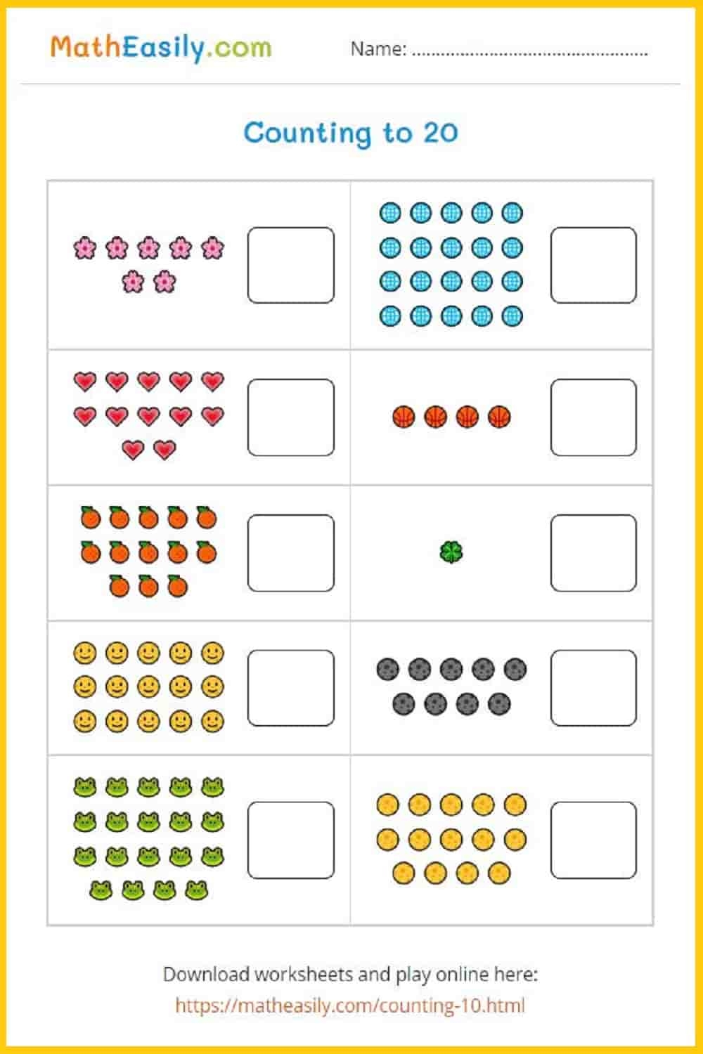 Math Counting Kindergarten Worksheets
