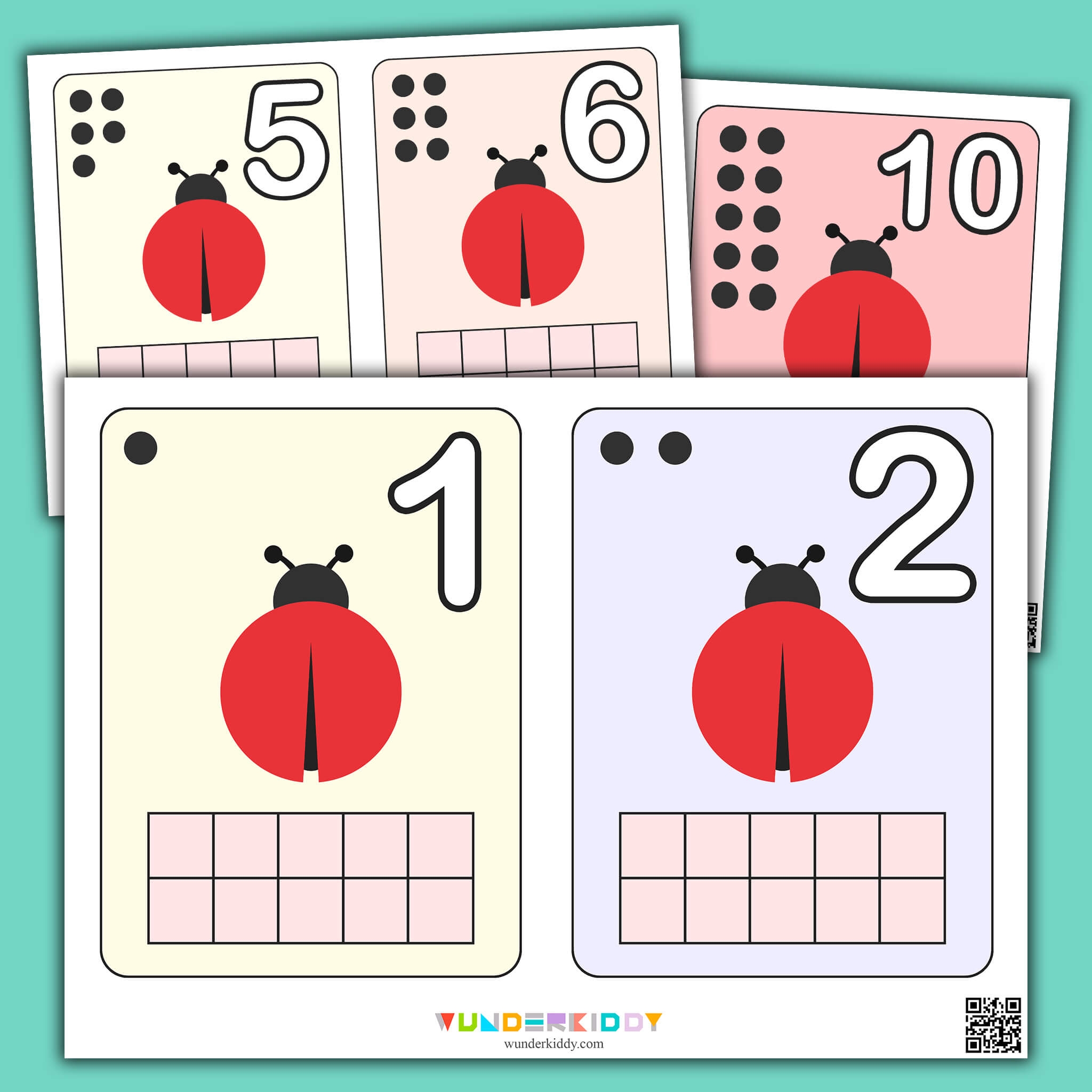 Printable Ladybug Math Counting Preschool Worksheet
