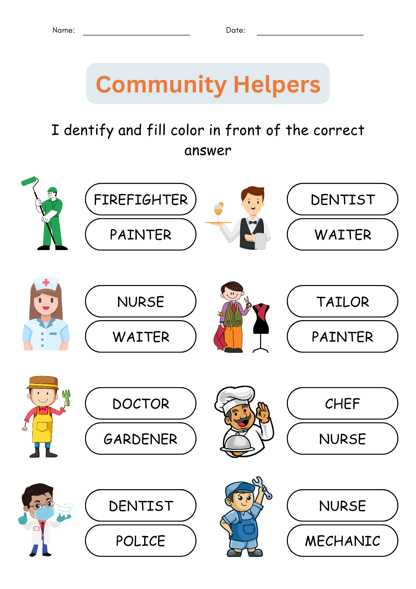 Printable Matching Community Helpers Activities Worksheets For Grade 1 2 3 Made By Teachers