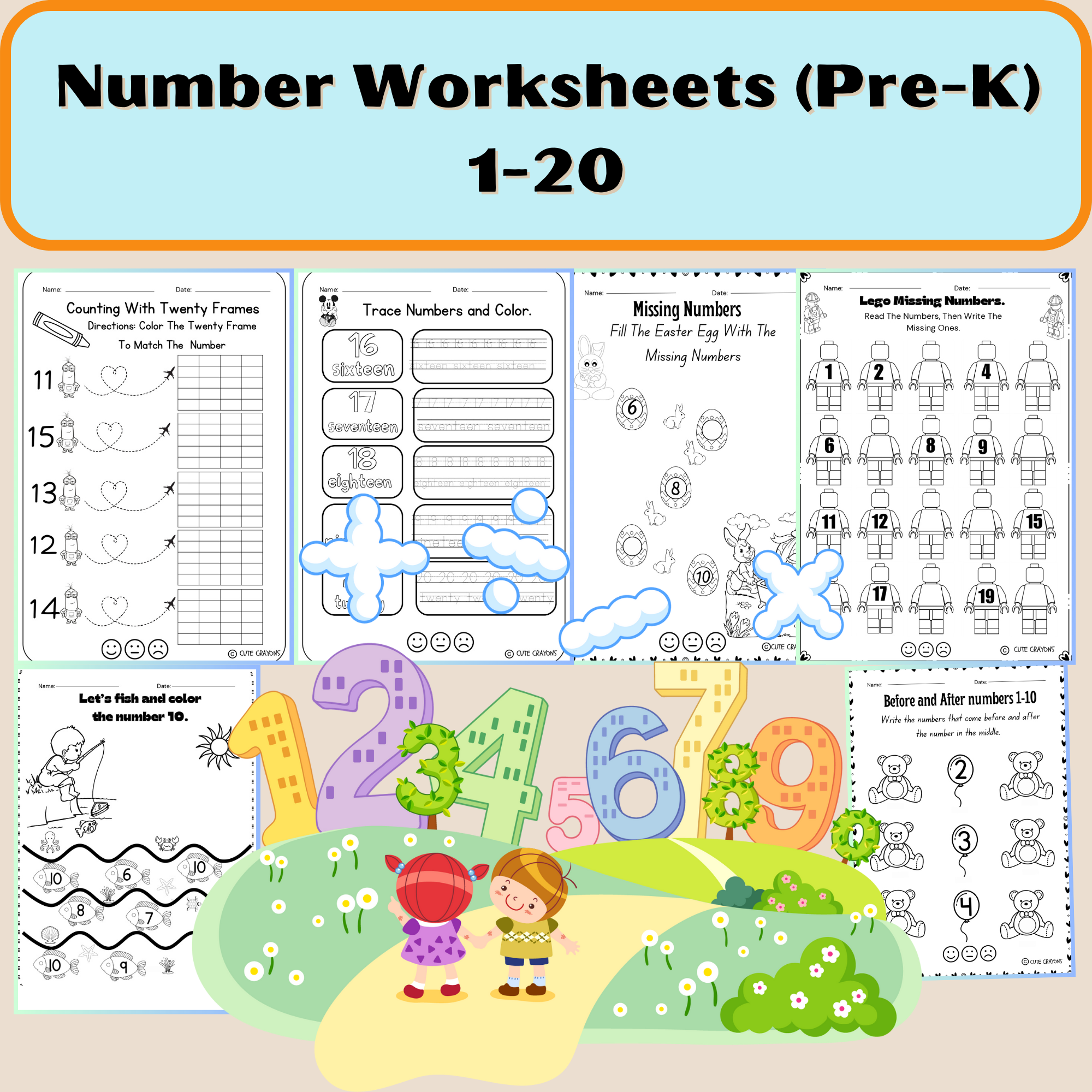 Printable Math Worksheets For Preschool And Kindergarten Numbers 1 20 Pdf Made By Teachers