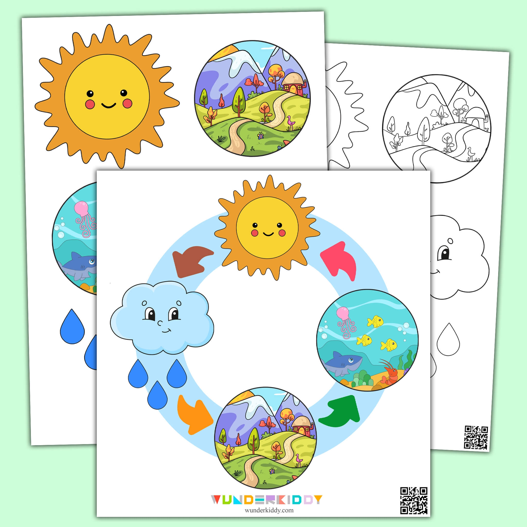 Printable Paper Water Cycle Craft Template For Children Printable Paper Water Cycle Craft Template For Children