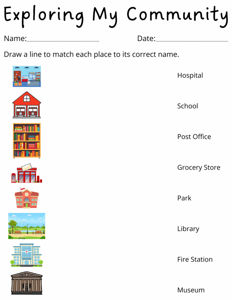 Printable Preschool Places In The Community Worksheets For Kindergarten Teaching Resources