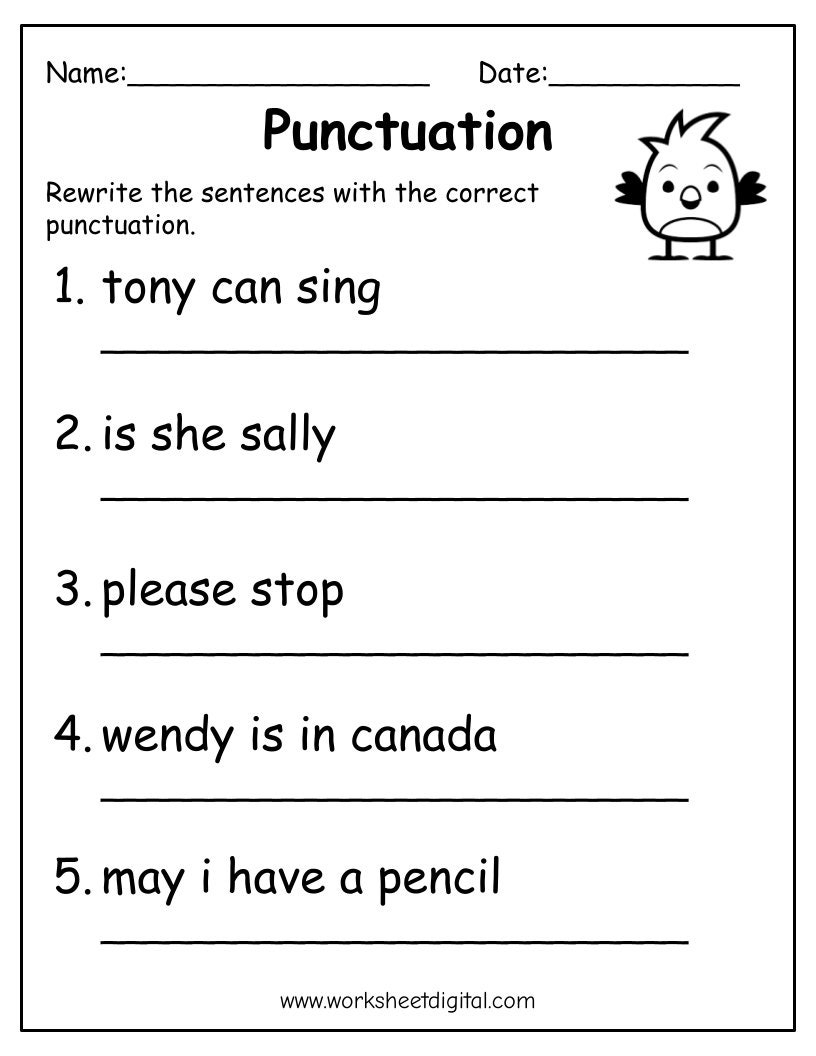 Printable Punctuation Worksheets Punctuation Practice Worksheets For Kids Punctuation Sentences Punctuation Marks Practice Kindergarten Etsy Australia