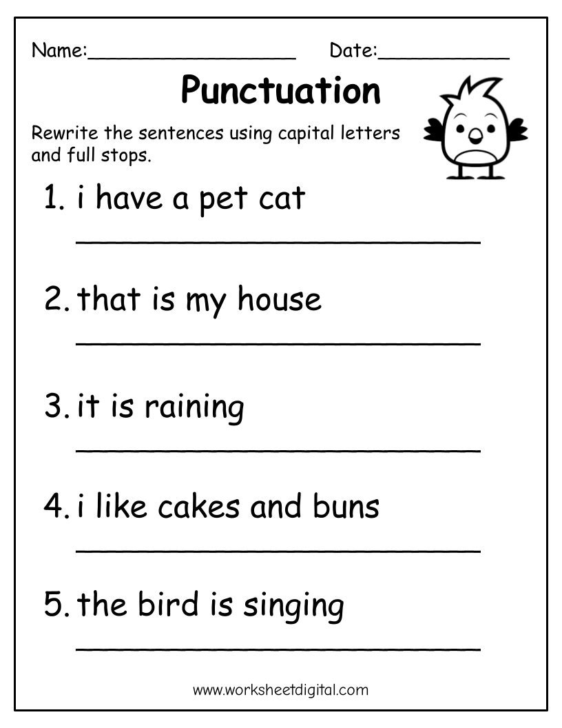 Printable Punctuation Worksheets Punctuation Practice Worksheets For Kids Punctuation Sentences Punctuation Marks Practice Kindergarten Etsy UK
