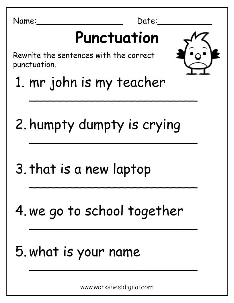 Printable Punctuation Worksheets Punctuation Practice Worksheets Worksheets Library