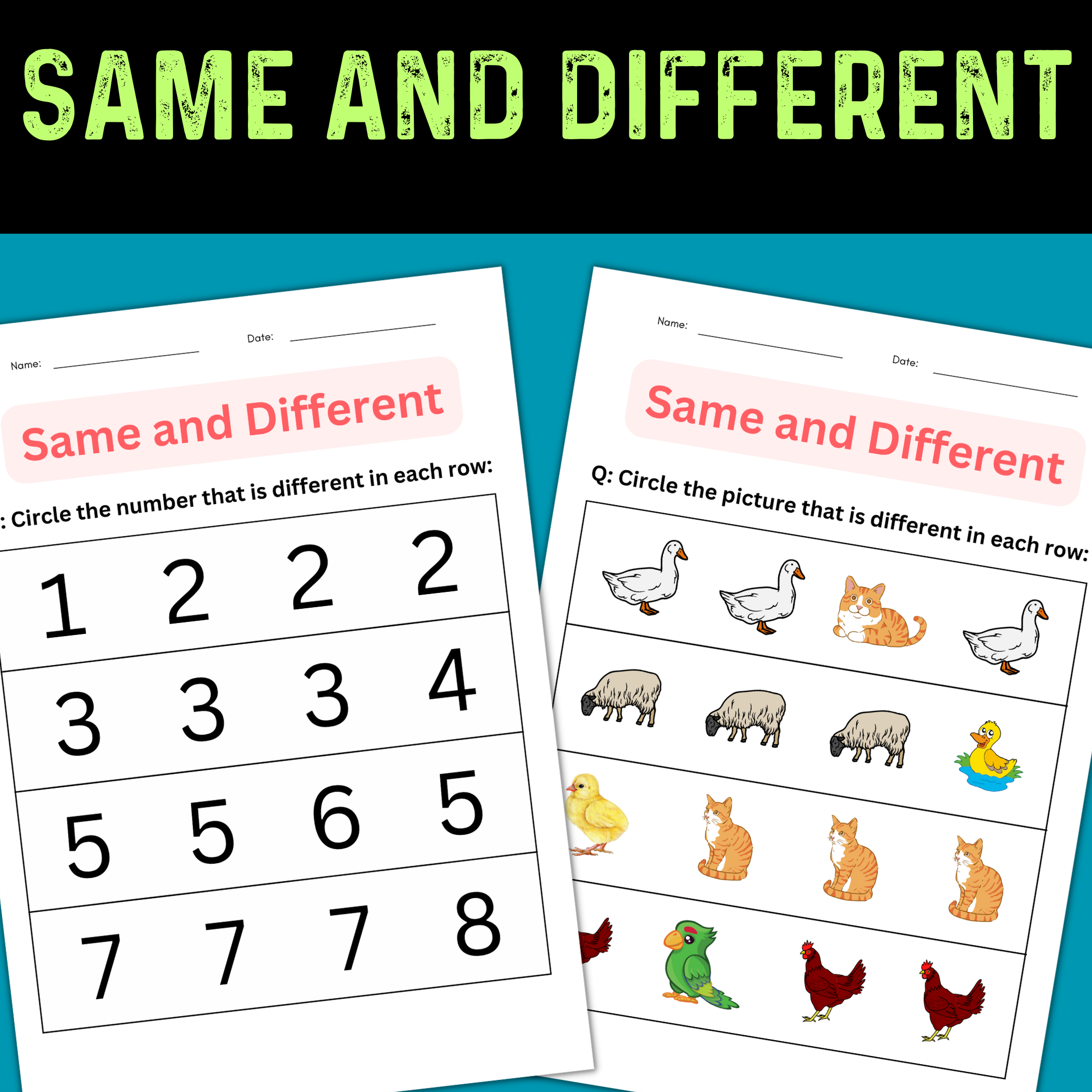 Printable Same And Different Worksheets For Kindergarten Made By Teachers