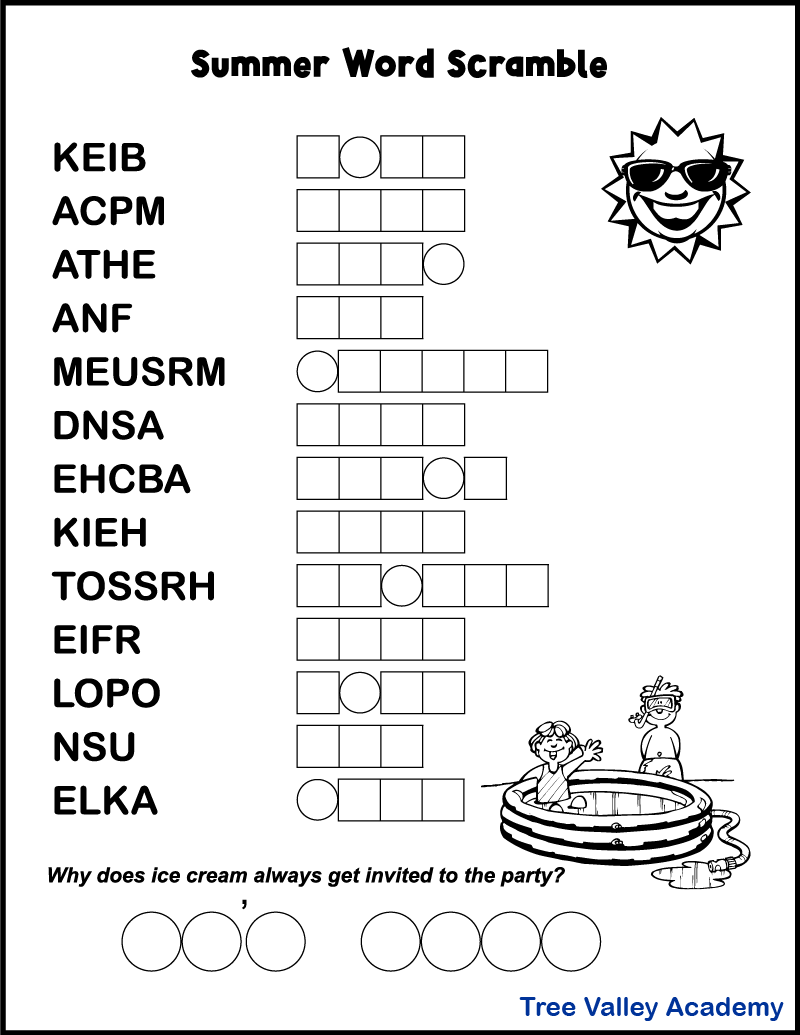 Scrambled Words Kindergarten Worksheets