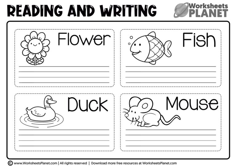 Printable Writing Kindergarten Worksheets Worksheets Library