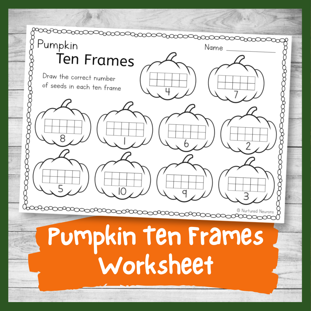 Pumpkin Ten Frames Worksheet Kindergarten Printable Nurtured 
