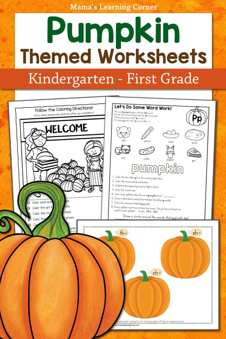 Pumpkin Worksheets For Kindergarten And First Grade Mamas 