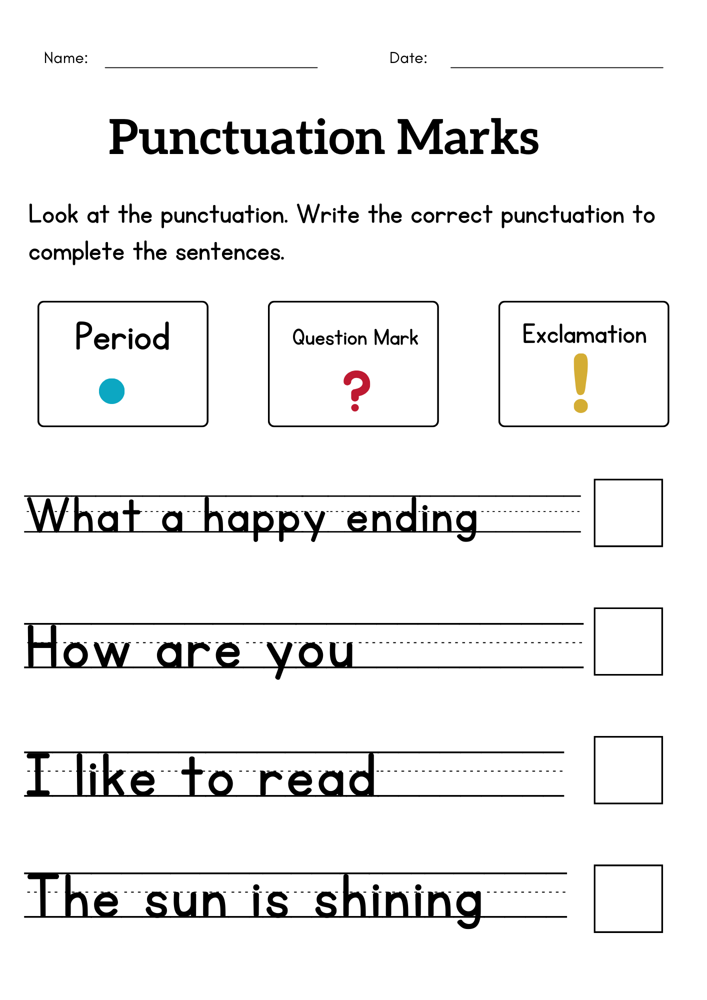 Punctuation Marks Worksheet For Grade 1 Or 2 Exclamation Mark Activity Made By Teachers