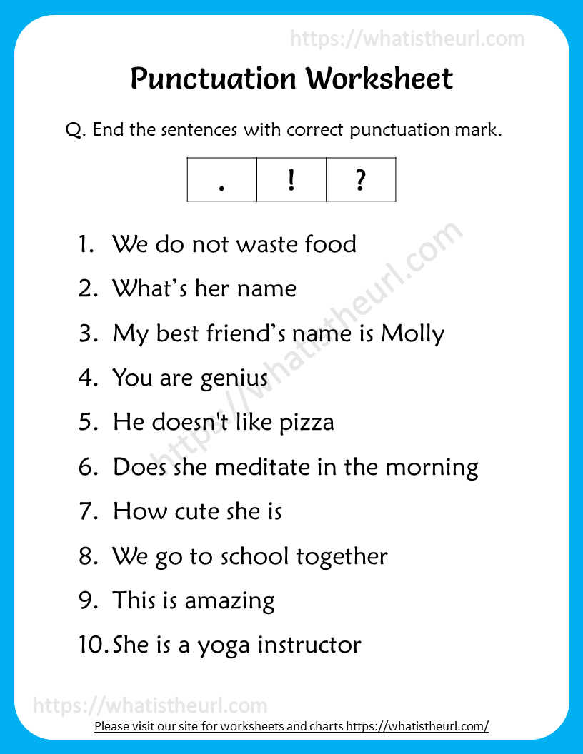 Punctuation Worksheets Free Kindergarten