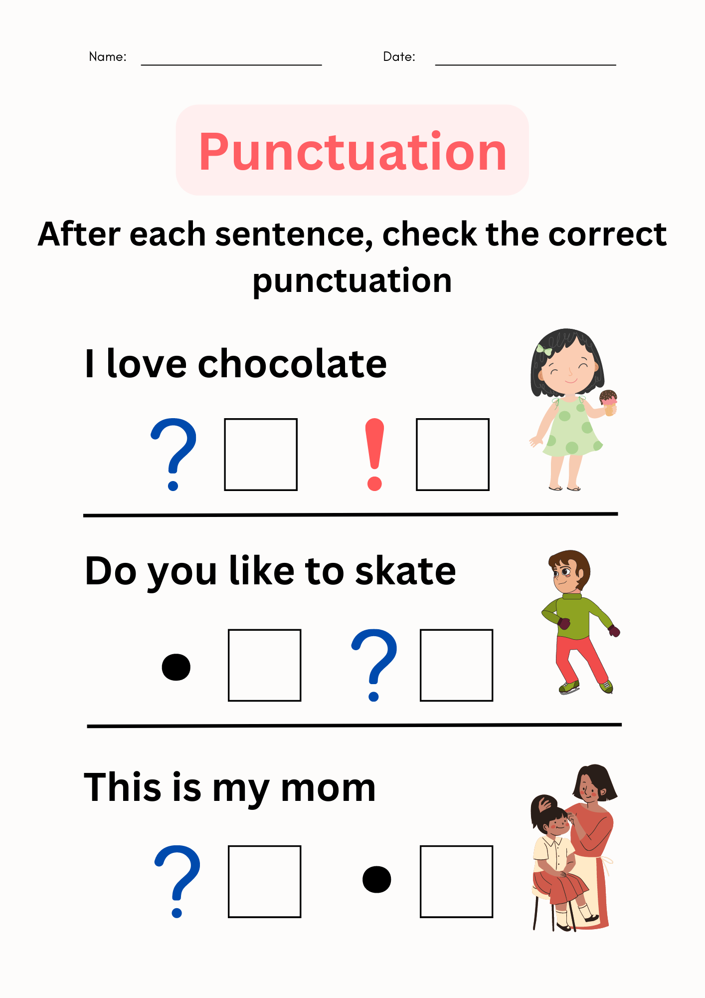 Free Punctuation Worksheets Kindergarten