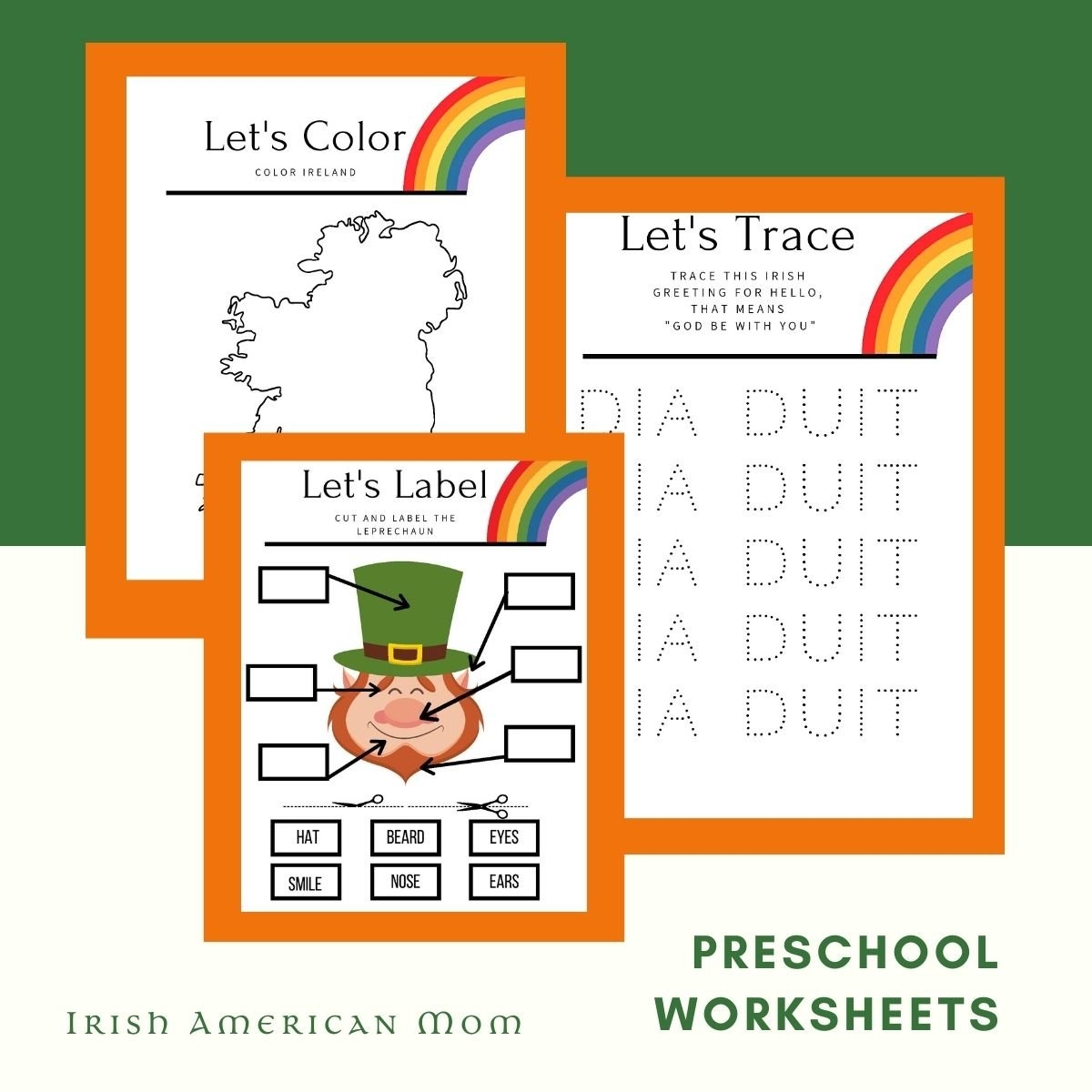 Rainbow Irish Themed Preschool Worksheets Rainbow Irish Themed Preschool Worksheets