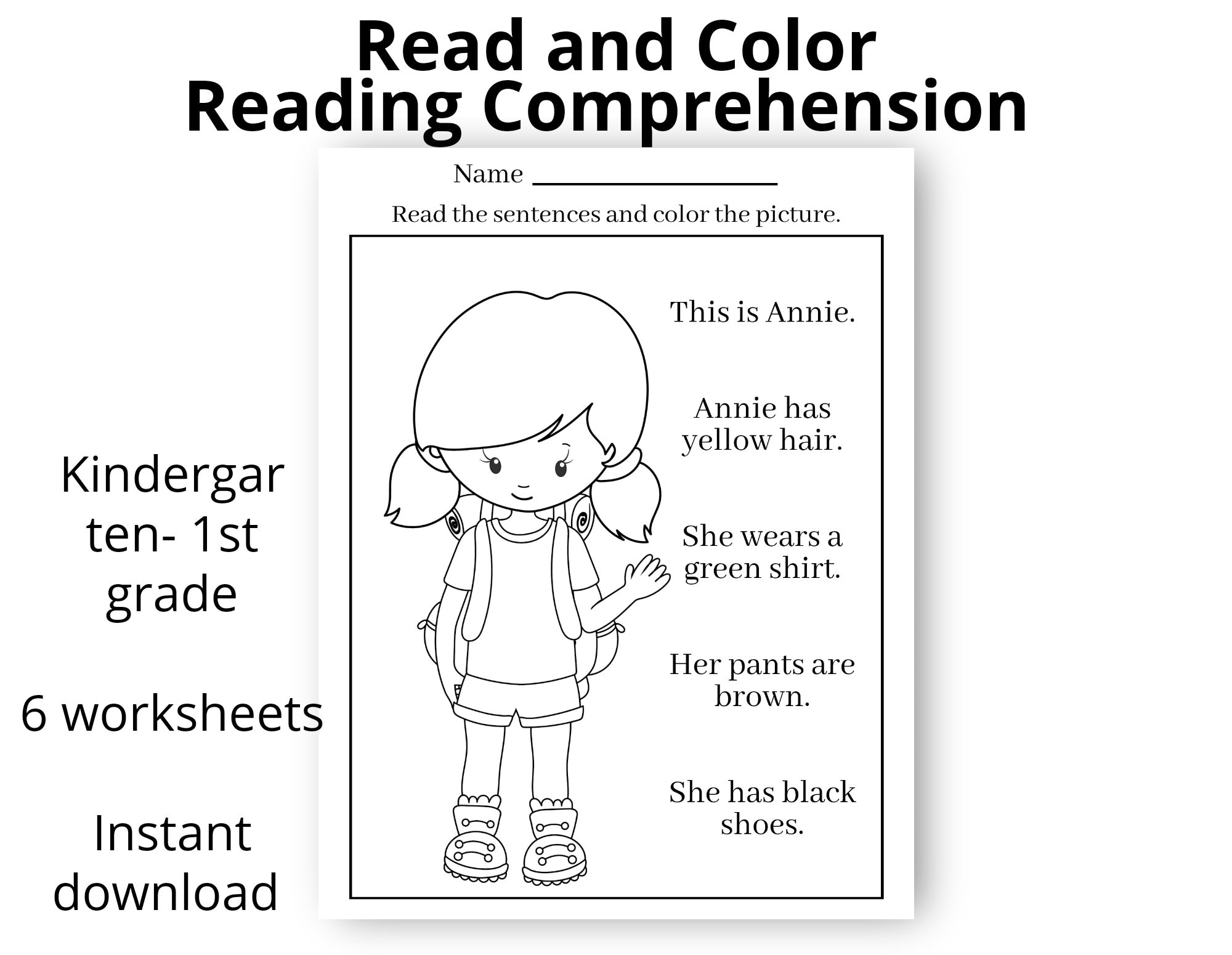 Read And Color Kindergarten First Grade Worksheets 
