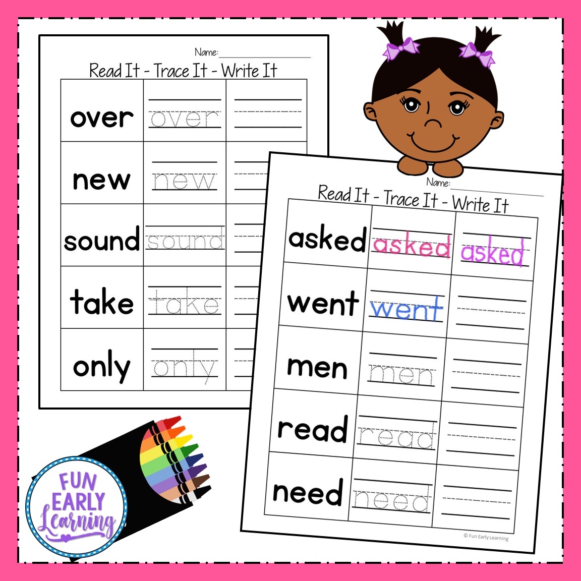 Sight Word Tracing Worksheets For Kindergarten